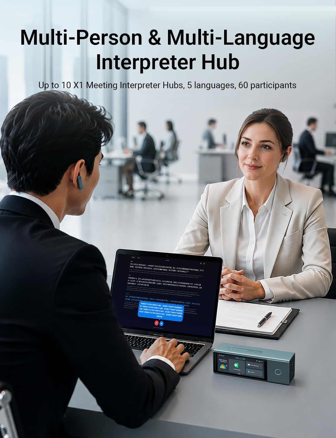 image:imageTimekettle X1 Meeting AI Translation Voice RecorderNo Subscription Audio Device with Bone Conduction for Voice Capture52 LanguagesMultiPoint PickupPreset Speaker LabelingampSecure Wired Export