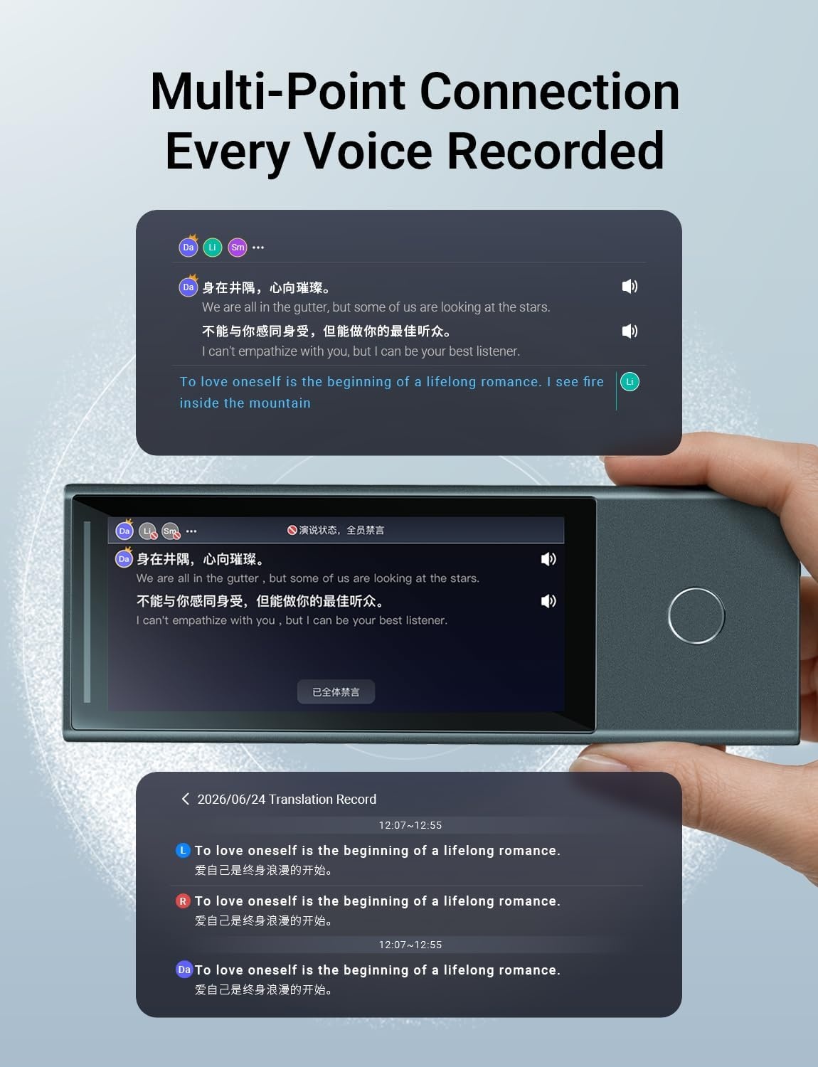 image:imageTimekettle X1 Meeting AI Translation Voice RecorderNo Subscription Audio Device with Bone Conduction for Voice Capture52 LanguagesMultiPoint PickupPreset Speaker LabelingampSecure Wired Export